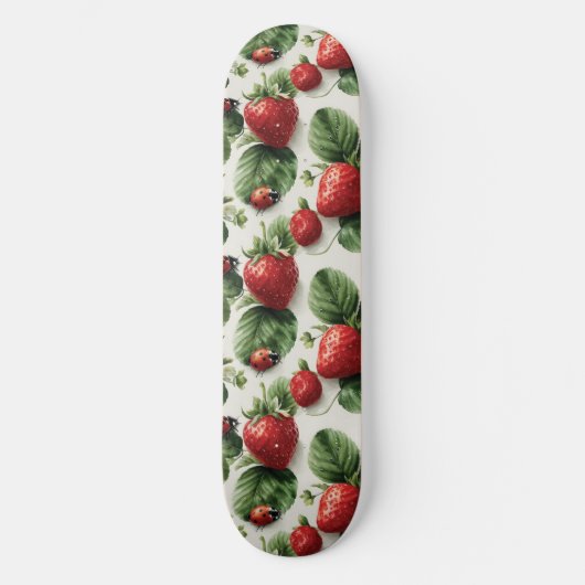 Strawberry und Ladybug Seamless Pattern Skateboard (Vorderseite)