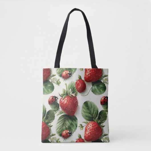 Strawberry und Ladybug Seamless Pattern Tasche (Vorderseite)