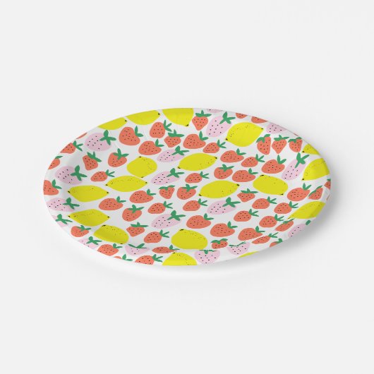 Strawberry- und Lemon Paper-Teller Pappteller (Schrägansicht)
