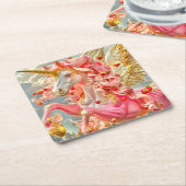 Strawberry Unicorn Rechteckiger Pappuntersetzer (angewinkelt)