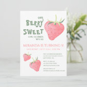 Strawberry UNUR BERRY SWEET Geburtstagsparty Einladung (Stehend Vorderseite)
