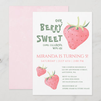 Strawberry UNUR BERRY SWEET Geburtstagsparty Einladung