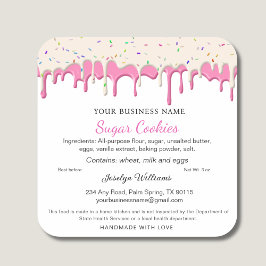 Strawberry & Vainilla Zuckerguss Tropfen Hütte Ges Quadratischer Aufkleber