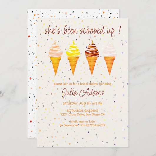 Strawberry Vanilla Chocolate Scoop Brautparty Einladung (Vorne/Hinten)