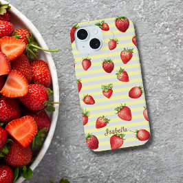 Strawberry Vanilla Stripes Personalisieren iPhone iPhone 15 Hülle