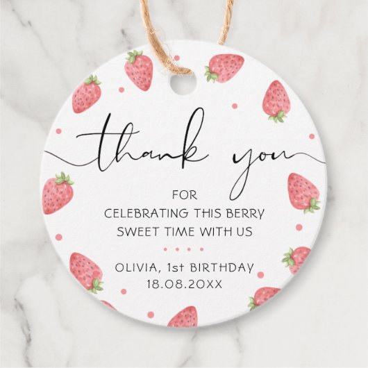 Strawberry Vielen Dank Berry Favor Geschenkartikel Geschenkanhänger (Vorderseite)