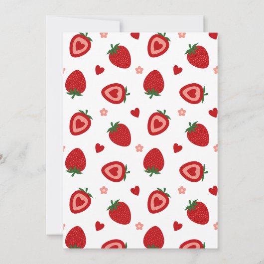 Strawberry Vierte Geburtstagsparty Einladung (Rückseite)