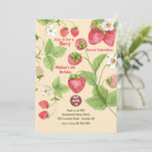 Strawberry Vine Berry Picking Party Einladung (Stehend Vorderseite)