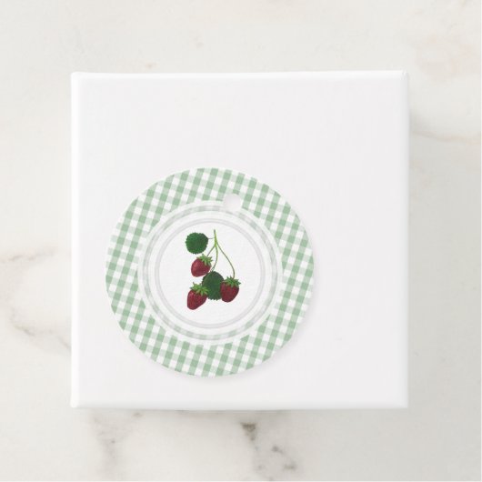 Strawberry Vine Gingham Personalisiert Gefälligkei Geschenkanhänger (Beispiel)