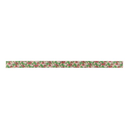 Strawberry Vine Pattern Satin Ribbon Satinband (Vorderseite)