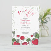 Strawberry Vine Wedding Einladung (Stehend Vorderseite)