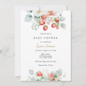 Strawberry Vines Berry Sweet Baby Dusche Einladung (Vorderseite)