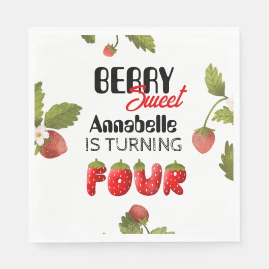 Strawberry Vurth Geburtstag Serviette (Vorderseite)