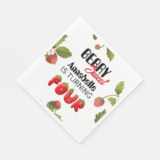 Strawberry Vurth Geburtstag Serviette (Ecke)