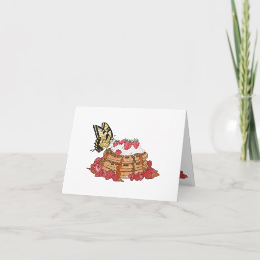 Strawberry-Waffeln und Schmetterlingskunst-Leere Dankeskarte (Vorderseite)
