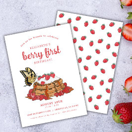 Strawberry Waffles Brunch | Berry First Birthday Einladung