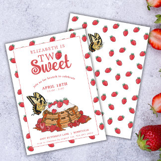 Strawberry Waffles Brunch | Zwei süße Geburtstage Einladung