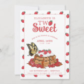 Strawberry Waffles Brunch | Zwei süße Geburtstage Einladung (Vorderseite)