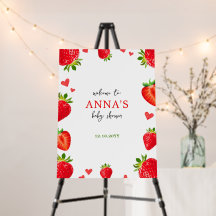Strawberry Watercolor Baby Dusche Begrüßungszeiche