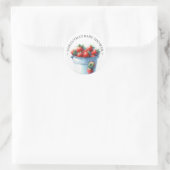 Strawberry Watercolor Babydusche Runder Aufkleber (Tasche)