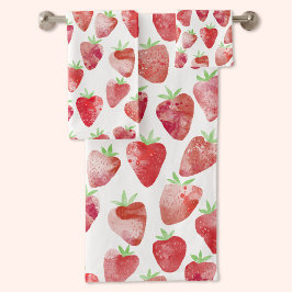 Strawberry Watercolor Badhandtuch Set