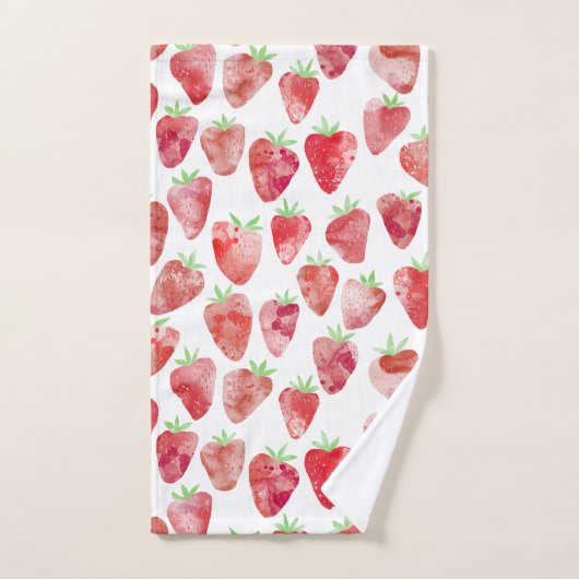 Strawberry Watercolor Badhandtuch Set (Handtuch)