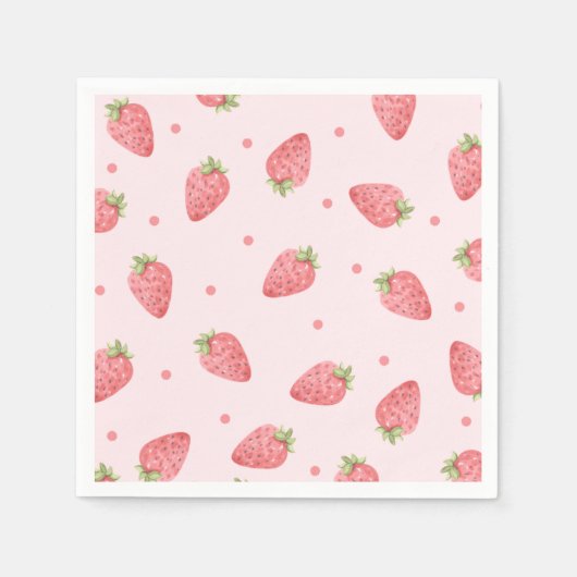 Strawberry Watercolor Birthday Party Pink Berry Serviette (Vorderseite)