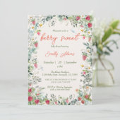 Strawberry Watercolor Gender Neutral Baby Dusche Einladung (Stehend Vorderseite)