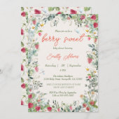 Strawberry Watercolor Gender Neutral Baby Dusche Einladung (Vorne/Hinten)