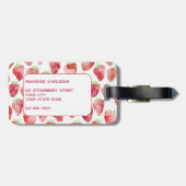 Strawberry Watercolor Gepäckanhänger (Rückseite horizontal)