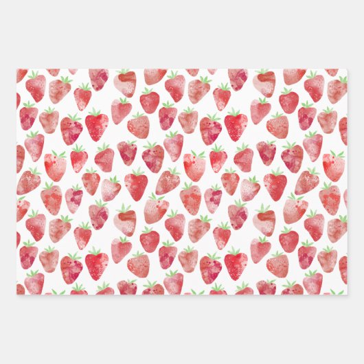 Strawberry Watercolor Geschenkpapier Set (Vorderseite)