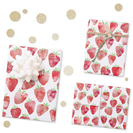 Strawberry Watercolor Geschenkpapier Set