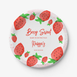 Strawberry Watercolor Girl Babydusche Dekoration Pappteller