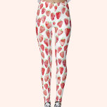 Strawberry Watercolor Leggings<br><div class="desc">Süßes Erdbeerwassermuster in rot,  rosa und weiß. Originelle Kunst von Nic Squirrell.</div>