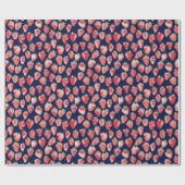 Strawberry Watercolor Navy Blue Geschenkpapier (Flach)