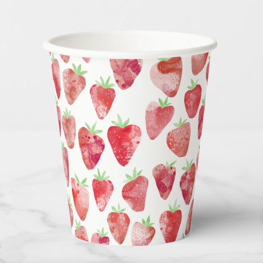 Strawberry Watercolor Pappbecher