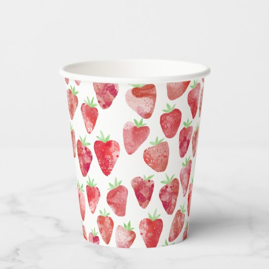 Strawberry Watercolor Pappbecher (Rückseite)