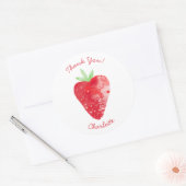 Strawberry Watercolor Personalisiert Vielen Dank Runder Aufkleber (Umschlag)