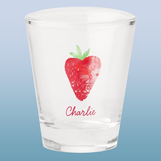 Strawberry Watercolor Personalisierter Individuell Schnapsglas