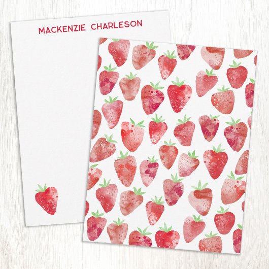 Strawberry Watercolor Personalized Mitteilungskarte