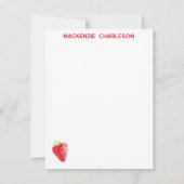 Strawberry Watercolor Personalized Mitteilungskarte (Rückseite)