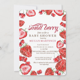 Strawberry Watercolor Script Girl Baby Dusche Einladung