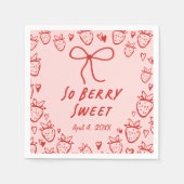 Strawberry Whimsical Coquette Bow Girls Geburtstag Serviette (Vorderseite)