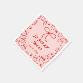 Strawberry Whimsical Coquette Bow Girls Geburtstag Serviette (Ecke)
