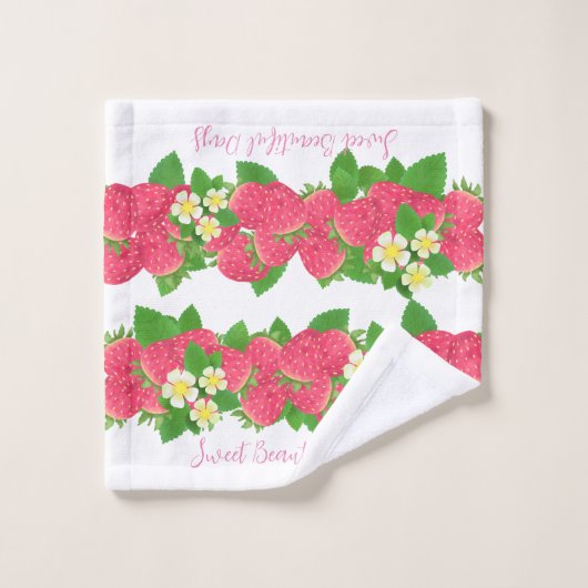 Strawberry White Badhandtuch Set (Waschlappen)