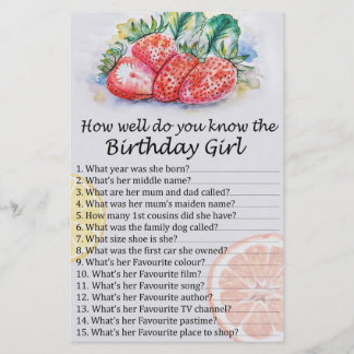 Strawberry Wie gut kennen Sie das Geburtstagsmädch