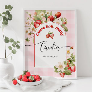 Strawberry Wie viele Bonbons Babydusche Spiel Poster