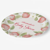 Strawberry Woodland Baby Shower Pappteller (Schrägansicht)