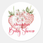 Strawberry Woodland Baby Shower Runder Aufkleber (Vorderseite)