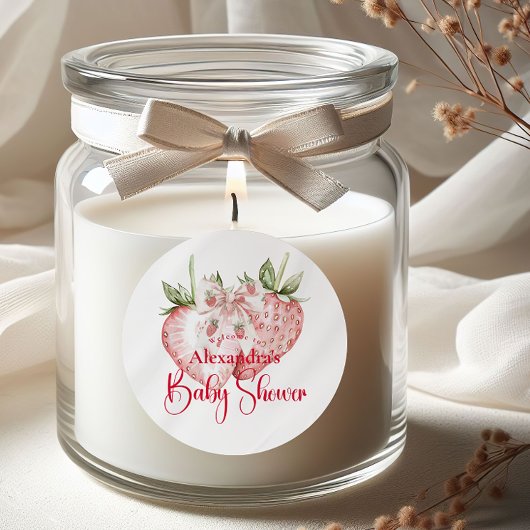 Strawberry Woodland Baby Shower Runder Aufkleber
